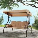 EROMMY 3-Seat Patio Porch Swing with Adjustable Canopy, Brown-Erommy